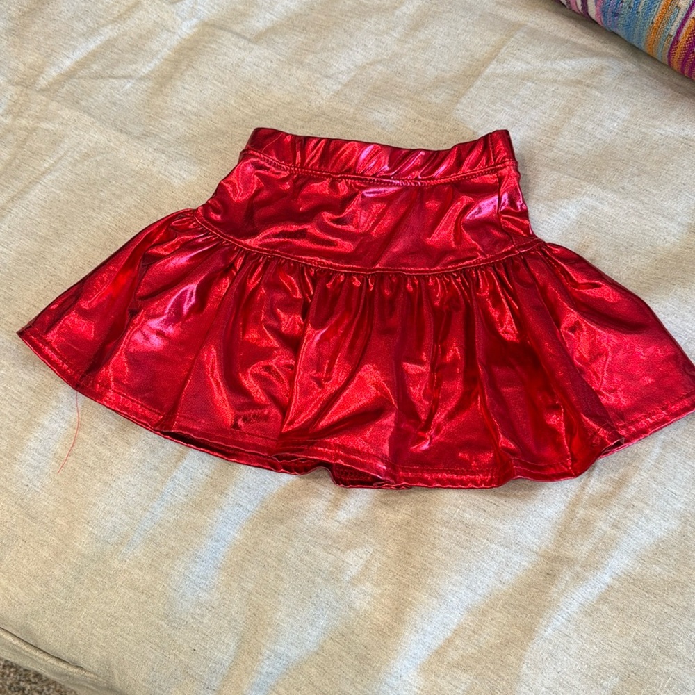 Girls red metallic skirt, size 4 like new